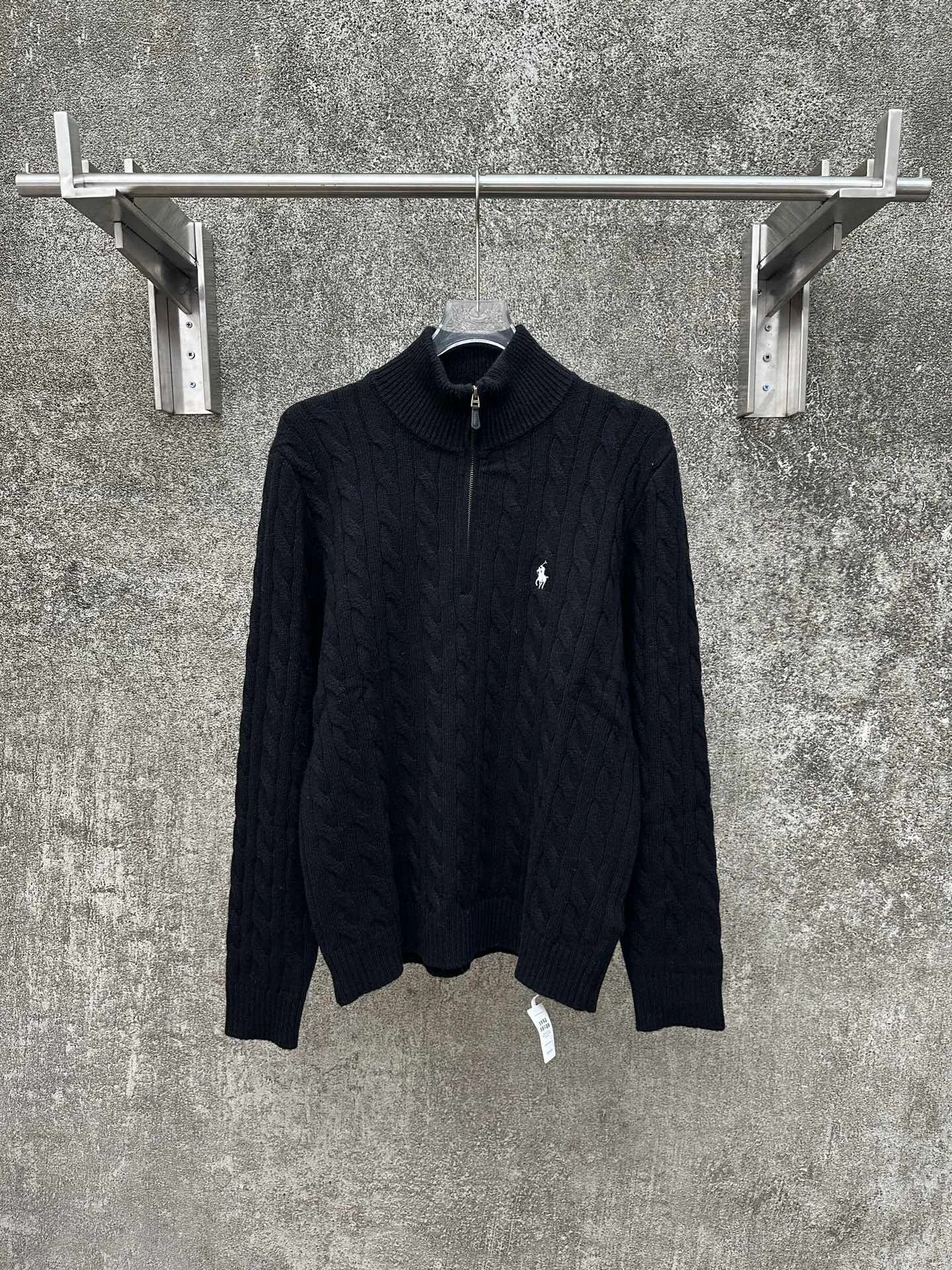 🅿️520 Polo Ralph Lauren 25ss solid color stand collar half zipper long sleeve sweater Size: S M L XL